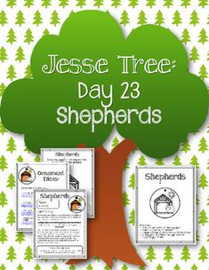 a tree with the words jesse tree day 4 solomon on it and two pictures