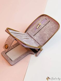 BirdinBag - Compact Purple PU Snap Button Wallet: Sleek and Functional Design Rectangular Coin Purse With Snap Closure, Trendy Rectangular Wallet With Snap Closure, Trendy Rectangular Wallets With Snap Closure, Word Wrap, Leather Style, Small Wallet, White Space, Functional Design, Leather Fashion