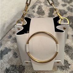 Worn Once. Excellent Condition Leather Ring, Bucket Bag, Bag Lady, White Gold, Ring, Leather, Women Shopping, Gold, White