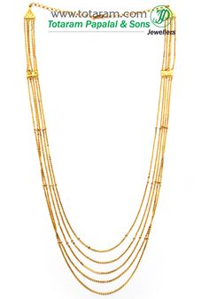 22 Karat Gold '5-Lines' Chain - Chandanhaar / Chandanaharam - 235-GN742 - in 32.500 Grams for USD $2549.99.  Made in India by Totaram Jewelers Online this product is in Gold - 22 Karat BIS Hallmark 916 KDM Gold  & is an excellent gift for Adult - Women. Ships fully insured with secured guaranteed delivery for free with your order over $250 from New Jersey USA & comes with 30 days exchange policy. Chandraharam Designs, Diamond Earrings Indian, Gold Haram, Indian Gold Jewelry, Gold Jewelry Outfits, Gold Chain Design, Gold Mangalsutra, Gold Jewelry Stores