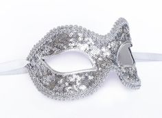 Silver Sequin Masquerade Mask  Shimmering Venetian by SOFFITTA Carnival Party Costume Mask, Carnival Party Costume Accessories Eye Mask, Silver Party Mask, Silver Masks And Prosthetics For Carnival Party, Silver Eye Mask For Carnival Masquerade, Silver Masquerade Mask For Carnival, Silver Eye Mask For Masquerade Costume, Silver Eye Mask For Carnival, Silver Masks And Prosthetics For Mardi Gras Party