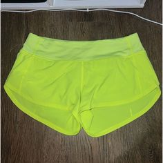 Size 4 2.5 Perfect Condition New Without Tags Lulu Speed Ups, Lulu Shorts, Lululemon Shorts, Neon Green, Green Yellow, Ups, Lululemon Athletica, Size 4, Neon