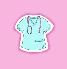 a blue shirt with a stethoscope on the chest and a pink background