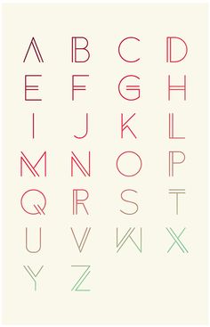 the alphabet is made up of different lines and letters, all in red and green