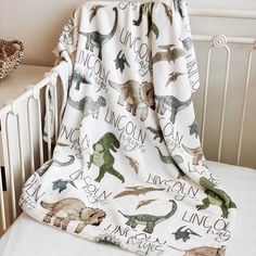 dinosaur personalized toddler blanket Dinosaur Baby Room, Jade Bamboo, Dino Nursery, Dino Room, Caden Lane, Personalized Throw Blanket, Baby Name Blanket, Personalized Swaddle