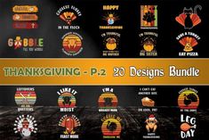 thanksgiving badges and stickers with the words thanksgiving p - 20 designs bundle