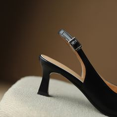 Shop Women's Genuine Leather Black Kitten Heel Pumps Pointed Toe Slingback Heel Sandals color Black for Formal Event, Going out, Hanging out, Work with worldwide Free shipping & Free return. Black Ankle Strap Slingback Sandals, Elegant Heels With Adjustable Ankle Strap, Elegant Heels With Ankle Strap, Formal Slingback Pumps With Round Toe And Strap, Formal Round Toe Slingback Pumps With Strap, Formal Heels With Adjustable Strap And Pointed Toe, Elegant Heels With Adjustable Strap And Pointed Toe, Leather Slingback Pumps With Straps For Summer, Elegant Leather Slingback Pumps With Adjustable Strap