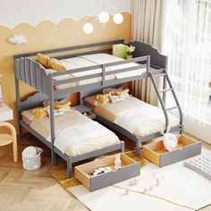 3 Twin Beds In One Room Boys, Two Double Beds In One Room Boys, Loft Bed For Three Kids, Three Kid Bunk Bed, 3 Twin Beds Guest Room, Kids Shared Bedroom 3 Beds, 3 Beds One Room Kids Rustic, 2 Beds One Room Kids, 2floor Bed Kids