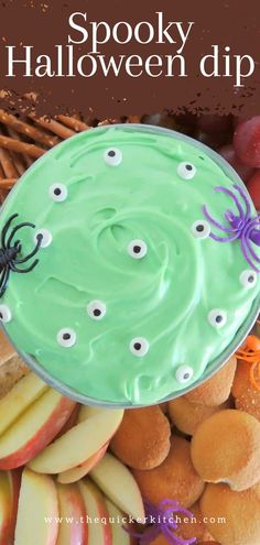 spooky halloween dip recipe with apples and cookies