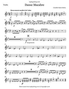 sheet music with the words dance macabre