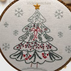 a cross stitch christmas tree on a white background