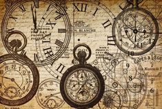 an old paper with clocks on it and some writing around the clock faces in black ink