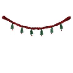 a red and green string with christmas trees on it