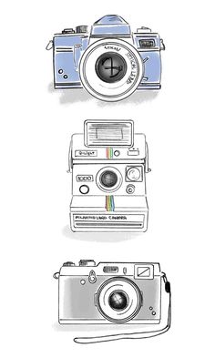 three different types of cameras are shown in this drawing