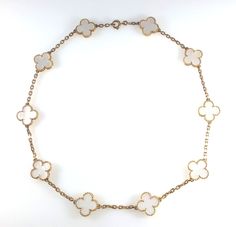 VAN CLEEF & ARPELS Mother of Pearl 10 Motif 18K Yellow Gold Necklace VCA – N6709 This lovely Van Cleef & Arpels Alhambra Necklace has 10 Mother of Pearl Motifs Brand Name: Van Cleef & Arpels Stone: Mother of Pearl Metal: Yellow Gold Metal Purity: 750 / 18k Pre-owned Condition: Excellent Please see our top rated performance and 100% positive reviews. Here at GTAonline we strive to bring you the best so that you can buy with confidence. Continue browsing our collection Continue browsing our collection Available Shipping Worldwide     Please be sure to check ALL the item's details to avoid confusion. Gold Necklace Van Cleef, Van Cleef Arpels Necklace White Gold, Van Cleef Arpels Alhambra Necklace, Van Cleef Mother Of Pearl Necklace, Butterfly Necklace Van Cleef, Van Cleef 10 Motif Necklace, Alhambra Necklace, Van Cleef Necklace, Yellow Gold Necklace