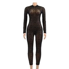 Get ready to steal all the stares in this Leopard Mesh Jumpsuit. Featuring a black stretch mesh material. Just add slip-on heels and gold accessories for a full proof finish. Elegant Mesh Bodysuit For Night Out, Chic Stretch Mesh Bodysuit, Evening High Stretch Black Bodysuit, Black Stretch Bodysuit For Party, Chic Mesh Bodysuit For Party, Trendy Stretch Mesh Bodysuit, Evening Stretch Mesh Bodysuit, Party Nylon Stretch Bodysuit, Stretch Nylon Bodysuit For Party