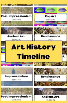 an art history poster with different pictures and words on it, including the title's name