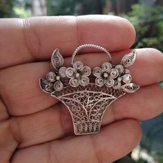 Vintage Handmade Filigree Silver Artisan Basket Brooch Made in 1980s. Antique 925 Sterling Silver Dainty Brooch. 5 Gr, 3,5cmx4,5cm. With a Nice Packing Together With Small Gift.🎉 If you have any question, please feel free to contact me. We will be happy to help.💖 Visit my shop to view more handmade jewels;  https://lagomsilverjewelry.etsy.com For Shipping, Cancelling, Refunding and Sales information, please look at the "Announcement" in the shop. Handmade Artisan Brooches For Gift, Artisan Handmade Brooches For Jewelry Making, Gift Brooches With Intricate Pendant Design, Handmade Silver Pendant Brooches, Handmade Silver Pendant Brooch, Intricate Pendant Brooches As Gifts, Handmade Sterling Silver Pendant Brooch, Pendant Brooches Hallmarked For Gift, Hallmarked Pendant Brooches As Gift