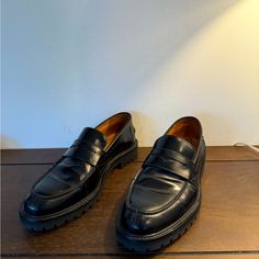 Mr. Porter Leather Penny Loafers. Lightly Used Uk: Size 9 Us: Size: 10-10.5 Men’s Loafers, Men’s Penny Loafers Outfit, Luxury Men's Loafers With Lug Sole, Mens Brown Penny Loafers, Luxury Low-top Men's Loafers, Men’s Penny Loafers, Penny Loafers, Loafer Shoes, Penny