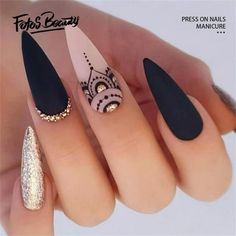 Click here to view more Fofosbeauty Press On Nails at lower price! Fofosbeauty--Press on nails 24 Pieces set 12 different sizes. Artificial nails design your own nails for weddings, parties, weekend dating, or special occasions. Acrylic nails art accessories design 24 pcs set full nail design fake nail tips with free nail glue sticker sheet and mini nail file. These tools can help you wear fake nails better, and the operation is easy and convenient for everyone. Clip-on nails have different size Mandala Nails, Stiletto Nail Art, Stiletto Nails Designs, Cute Acrylic Nail Designs, Makijaż Smokey Eye, Ugly Duckling, Nails Inc, Coffin Nails Designs