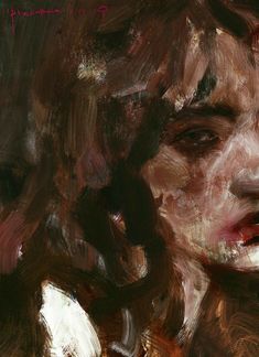 an abstract painting of a woman's face