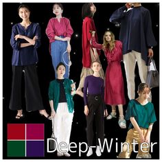 many different types of women's clothing are featured in this advertisement for deep - winter