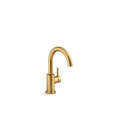 a gold faucet on a white background