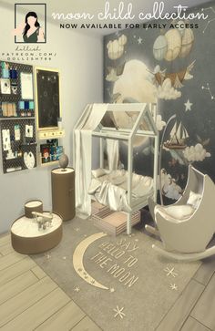 a child's bedroom is shown in this image