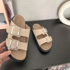 LBSFY - 2024 Summer Platform Women Slippers Fashion Elegant Outdoor Metal Buckle Slides Shoes Ladies Casual Beach Flats Sandalias Beach Flats, Women Slippers Fashion, Women Slippers, Central African, Fashion Elegant, Slides Shoes, Metal Buckles, Elegant Fashion, Womens Slippers