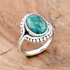 Indian Emerald Ring Handmade Ring, 925 Sterling silver Ring, Bohemian Ring Rope ring Gift, Statement ring, Beaded Ring, Gift For her Handmade item Materials: Silver, Stone Gemstone: Emerald Gem color: Green  Band color: Silver Style: Boho & hippie Can be personalized Description Indian Emerald Silver Ring, Gemstone Emerald, Silver Jewelry,925 Sterling Silver Ring Indian Emerald Jewelry, Silver Ring, Christmas Gift You will receive a Ring like the one in the pictures This Ring have 925 Stamp Suitable for use in everyday situations, or can also be used as a gift. Unique design will make a special attraction for the wearer. I make my jewelry with passion and love. The perfect gift for a Special occasion Wholesale Orders Accept on Wholesale Price All Pieces Have 925 Stamp *IndiaSilverShop is t Bohemian Handmade Emerald Ring, Bohemian Emerald Promise Ring, Bohemian Sterling Silver Emerald Ring, Handmade Oval Emerald Bohemian Ring, Handmade Bohemian Oval Emerald Ring, Handmade Adjustable Sterling Silver Emerald Ring, Bohemian Adjustable Silver Emerald Ring, Bohemian Oval Emerald Anniversary Ring, Bohemian Sterling Silver Emerald Ring For Anniversary