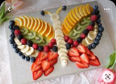 a butterfly made out of fruit on top of a table