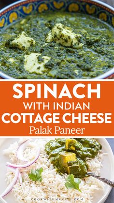 This Palak Paneer recipe combines Indian cottage cheese (paneer) with spinach is a creamy vegetarian curry. Cooking Spinach, Indian Dinner, Paneer Recipes, Spinach And Cheese, Indian Food Recipes Vegetarian, Vegetarian Dinner, Indian Cooking, Indian Dishes