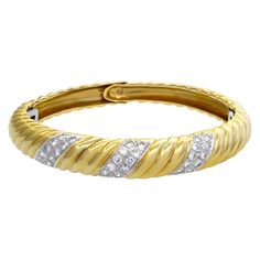 ESTIMATED RETAIL: $6,940 YOUR PRICE: $4,620 - Diamond bangle with approximately 1.80 carats in G-H color VS clarity roun cut diamonds set in 18k yellow gold. Fits 5.5"- 5.75" wrist size. Modern Bangle, Brown Diamonds, Modern Bracelets, Pearl Bangle, Baby Yellow, Brown Diamond, Diamond Bangle, Akoya Pearls, Modern Jewelry