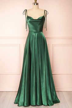 Green Silk Prom Dress, Simple Satin, A Line Evening Dress, Spaghetti Strap Prom Dress, Simple Prom Dress, Prom Dress Inspiration, Long Prom Dresses, Custom Size Dresses, A Line Prom Dresses