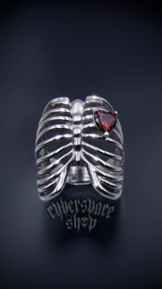 RIBCAGE RING Goth Rings Aesthetic, Vampire Rings, Alt Rings, Emo Rings, Strange Rings, Goth Rings, Goth Ring, Red Ring, Edgy Jewelry