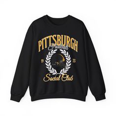 Perfect sweatshirt for any Pittsburgh football fans this season! Ideal for any situation, a unisex heavy blend crewneck sweatshirt is pure comfort. These garments are made from polyester and cotton. This combination helps designs come out looking fresh and beautiful. The collar is ribbed knit, so it retains its shape even after washing. There are no itchy side seams on these sweaters.  .: 50% cotton, 50% polyester .: Medium-heavy fabric (8.0 oz/yd² (271.25 g/m .: Loose fit .: Sewn-in label .: Ru Fleece Graphic Print Sweatshirt For Fans, Fan Apparel Fleece Sweatshirt With Graphic Print, Fleece Sweatshirt For Streetwear Fan Apparel, Sports Fan Apparel Sweater With Crew Neck, Long Sleeve Sweatshirt For Football Season Streetwear, Fan Gear Graphic Print Hoodie With Crew Neck, Black Sweatshirt For Football Season Streetwear, Team Spirit Streetwear Hoodie With Crew Neck, Black Crew Neck Sweatshirt For Football Season