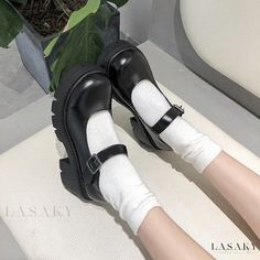 Lasaky - Platform Mary Jane Shoes with Vintage Button Detail - Casual Uniform Footwear Harajuku Shoes, Platform Shoes Women, Mary Jane Platform Shoes, Womens Cosplay, Girls High Heels, Punk Shoes, Platform Boots Chunky, Platform Mary Janes