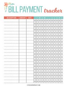 a printable bill payment tracker