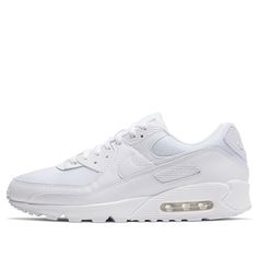 Featuring clean lines and timeless design, the Air Max 90 from Nike are available in a variation of colourways & styles. The shapes and patterns are constructed to convey speed, but they remain aesthetically appealing in bold color combinations.\n Classic White Running Shoes With Air Max Cushioning, Classic Nike Sneakers With Vented Sides, Classic Nike Sneakers With Perforations, Classic White Running Shoes With Air Cushioning, Classic Mesh Sneakers With Cushioned Footbed, White Classic Sneakers With Air Max Cushioning, Classic Synthetic Running Shoes With Air Max Cushioning, Classic White Air Max Sneakers, Classic Mesh Breathable Sneakers