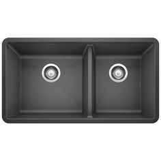 The PRECIS 33-in Double Bowl Undermount Kitchen Sink offers clean lines and a spacious dual bowl design. The PRECIS 33-in offers plenty of room for rinsing, washing and soaking. The 60/40 bowl split allows for washing larger items while still leaving the smaller bowl open. Made of SILGRANIT, PRECIS kitchen sinks are engineered to withstand heavy cookware and hot bakeware. Silgranit sinks are not only strong but also beautiful, available in a range of nature-inspired colors that effortlessly comp Blanco Silgranit Sink, Double Bowl Undermount Kitchen Sink, Blanco Sinks, Granite Composite Kitchen Sink, Silgranit Sink, Single Hole Kitchen Faucet, Granite Composite Sinks, Double Bowl Kitchen Sink, Bowl Kitchen Sink