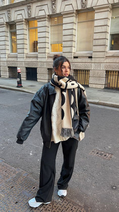 @jadehoney62 in our Logotype Scarf Nyc Winter Outfits, Nyc Fits, Europe Outfits, London Outfit, Winter Fit