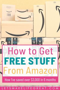 boxes are stacked on top of each other with the words how to get free stuff from amazon