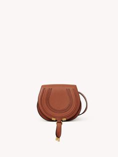 Chloé Small Marcie Saddle Bag In Grained Leather | Chloé US Chloe Saddle Bag, Chloe Marcie Bag, Womens Designer Bags, Brown Shoulder Bag, Feminine Aesthetic, Chloe Marcie, Chloe Bag, Saddle Bag, Small Purse