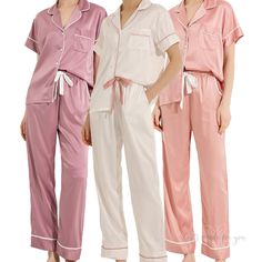 Our customized silky and soft pajamas are a great idea as a bachelorette party gift, birthday gift for her, Mother's Day Gift, Valentine's Day Gift,  New Year and Christmas gifts. Choose to customize your pajamas with custom name, monogram initials or any other wording to add a special touch. 15 Colors available: White, champagne, blush, dusty rose, pink, maple red, mauve, green, blue, navy, wine, black and more. 🤍DETAILS -2 Pockets -Waist adjustable belt -Delicate Button -Silky Polyester  🤍SI