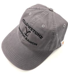 Carhartt Carhartt Officially Licensed Cotton Canvas Cap Yellowstone Dutton Ranch Hat Embroidered Professionally Embroidered with Industrial machine. 100% cotton washed canvasMade In: USA Gray Cotton Baseball Cap With Embroidered Logo, Gray Cotton Flat Brim Hat, Gray Cotton Flat Brim Baseball Cap, Country Style Cotton Hat With Curved Brim, Gray Cotton Dad Hat With Embroidered Logo, Outdoor Cotton Hat With Embroidered Logo, Gray Cotton Cap, Gray Cotton Dad Hat, Gray Cotton Hat With Curved Brim