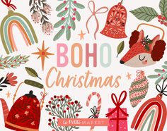 boho christmas clipart set