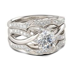 a white gold diamond ring set