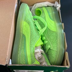 Nib. Never Worn. Gorgeous Lime Green Colorway. Also Known As Green Flash Or Green Glare Or Irish Green Puma Suede, Puma Shoes, Pumas Shoes, Lime Green, Kids Shoes, Flash, Shoes Sneakers, Sneakers, Green