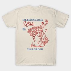 Just a Utah shirt with a cowboy on it -- Choose from our vast selection of Crewneck and V-Neck T-Shirts to match with your favorite design to make the perfect graphic T-Shirt. Pick your favorite: Classic, Boxy, Tri-Blend, V-Neck, or Premium. Customize your color! For men and women. Rodeo Tshirt Ideas, Pre-shrunk T-shirt For Western-themed Summer Events, Retro T-shirt For Western-themed Summer Events, Retro Summer T-shirt For Western-themed Events, Western Style Screen Print T-shirt For Western-themed Events, White Graphic Tee For Western-themed Events, White Screen Print T-shirt For Rodeo, Western Style Short-sleeved Screen Print T-shirt, White Graphic Print T-shirt For Western-themed Events