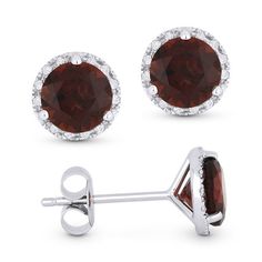 This Stud Earring is crafted in 14K White Gold showcasing Round Red Garnet. This elegant piece makes a stunning statement for all occasions. Size: one size. Gender: female. Age Group: adult. Formal Red Diamond Earrings With Brilliant Cut, Red Diamond Earrings With Brilliant Cut, Classic Red Diamond Earrings With Brilliant Cut, Red Diamond Earrings In Fine Jewelry Style, Red Diamond Fine Jewelry Gemstones, Fine Jewelry Red Diamond Gemstones, Red Diamond Gemstones For Fine Jewelry, Red Diamond Earrings Fine Jewelry, Fine Jewelry Red Diamond Earrings